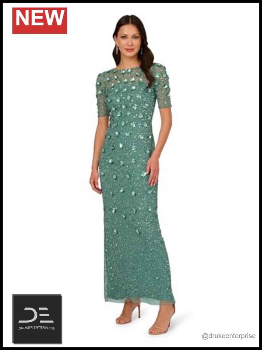 Adrianna Papell Beaded Floral Formal Sheath Dress